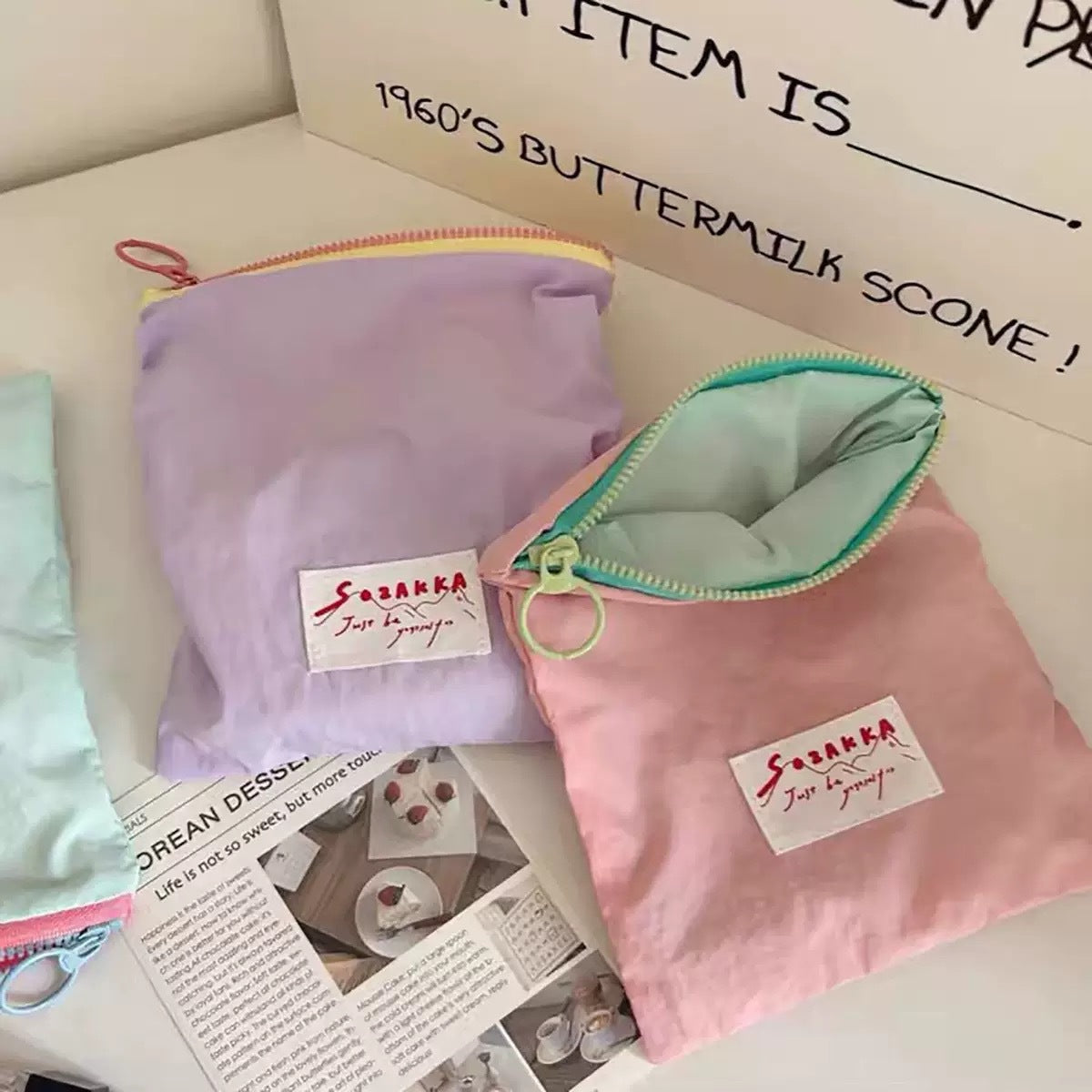 Portable Zipper Cosmetic Bag Simple Design Buggy Bag Thin and Practical Good-looking Cosmetic Storage