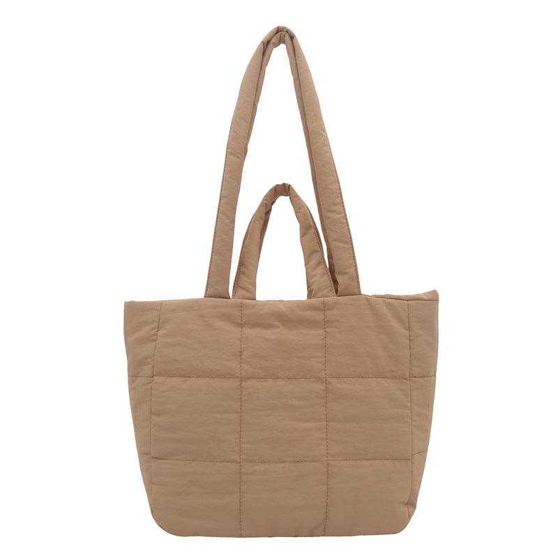 Simple Fashion Cotton-Padded Jacket Western Style Large Capacity Embroidery Thread New Korean Style Shoulder Underarm Portable Tote Bag