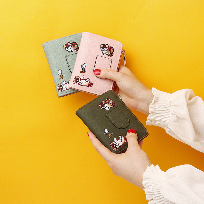 Cute Cartoon Kitten Wallet for Women Ultra-Thin Zipper Card Bag Strap Pocket Design Daily Fashion Matching Essential