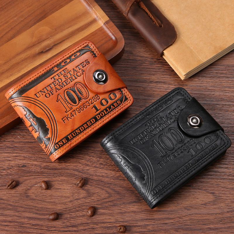 Men's Lightweight PU Wallet with US Dollar Design, Vintage Embossed Pattern, Multi-Card Slot, Durable and Scratch-Resistant