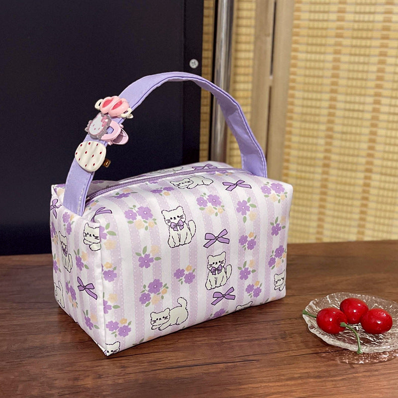 Women's Cosmetic Bag with Handle Design Lightweight and Large Capacity Storage Cosmetics and Daily Necessities Three-Dimensional Portable Good-looking