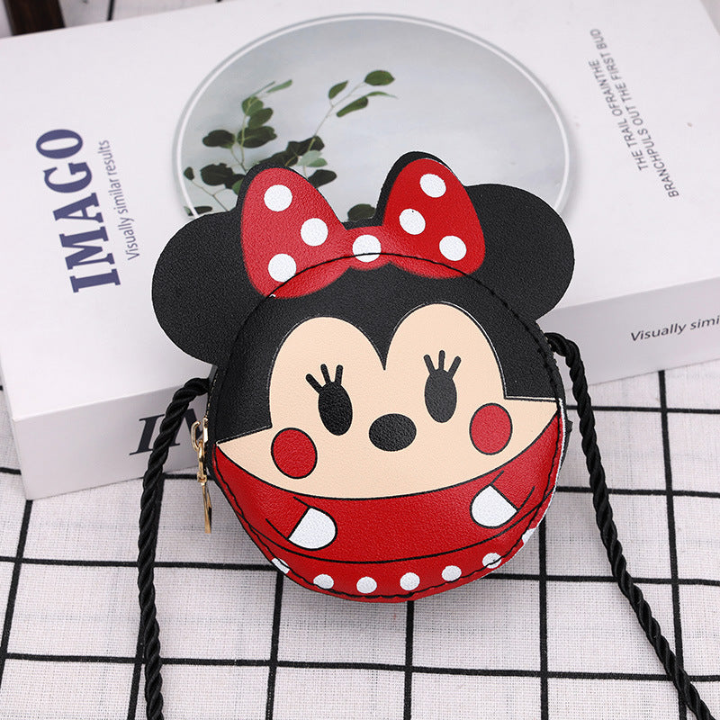Children's Bag New Cute Cartoon Contrast Color Unisex Pu Shoulder Coin Purse Schoolbag