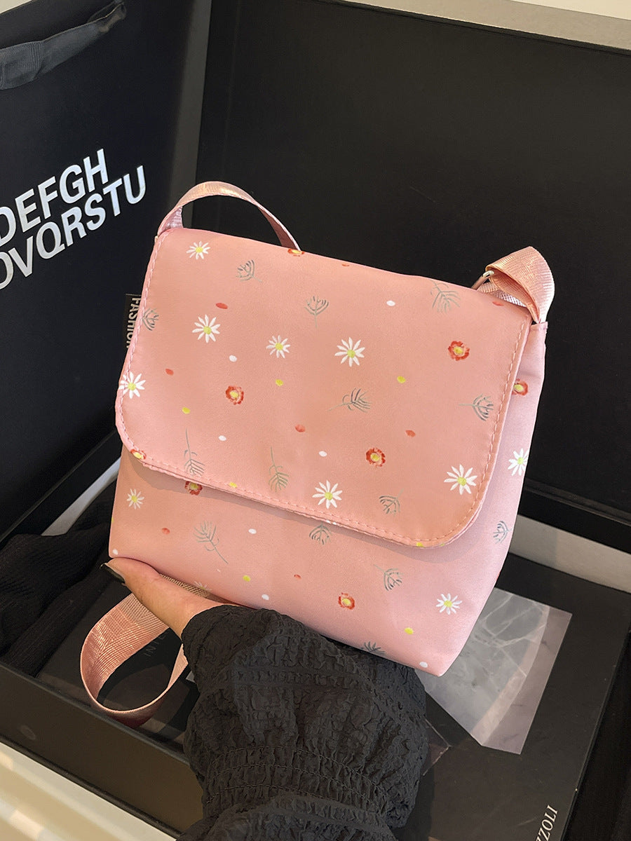 Chic Floral Crossbody Bag for Women - Soft Polyester Shoulder Bag with Zipper Closure and Stylish Flower Pattern