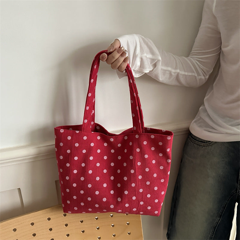 Tote Bag Women's Western Style All-Matching Casual Large Capacity Polka Dot Spring New Lazy Wind Fashion Shoulder Bag