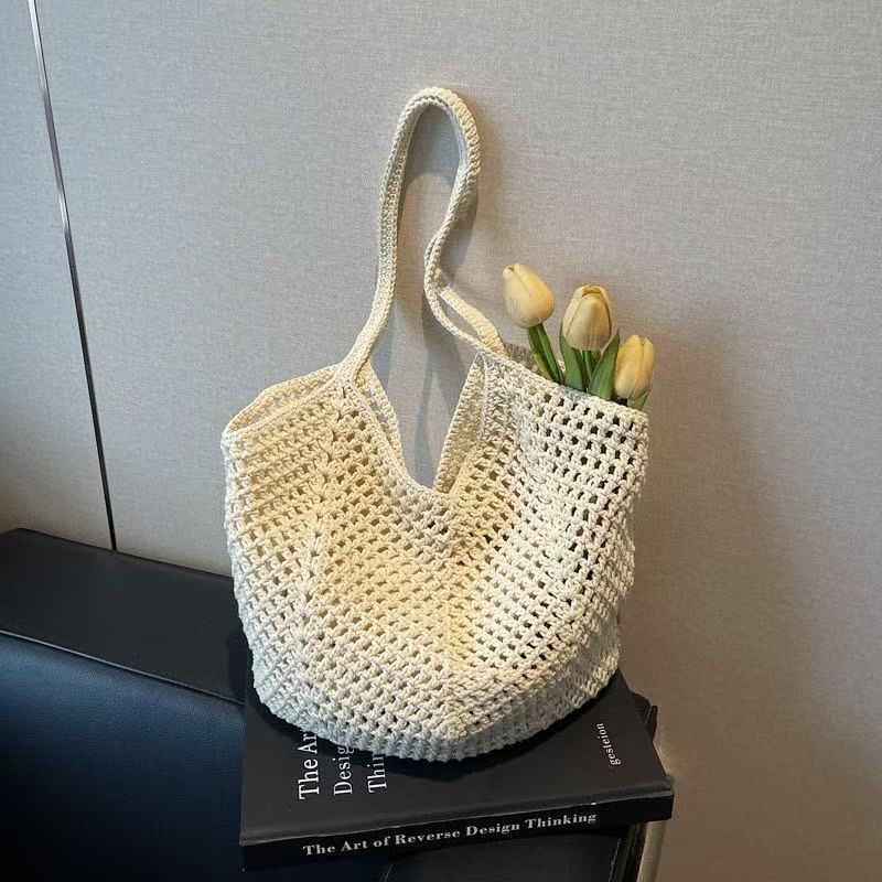 Cute Cloud Knitted Shoulder Bag Women's Large Capacity Woven Tote Bag