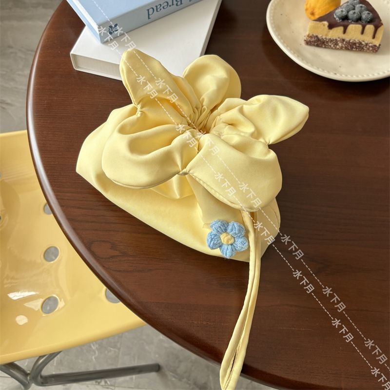 Women's Cross-Body Bag Shoulder Bag Cute Flowers Drawstring Crossbody Bag Cotton Soft Petal Shape Lightweight Small Bag