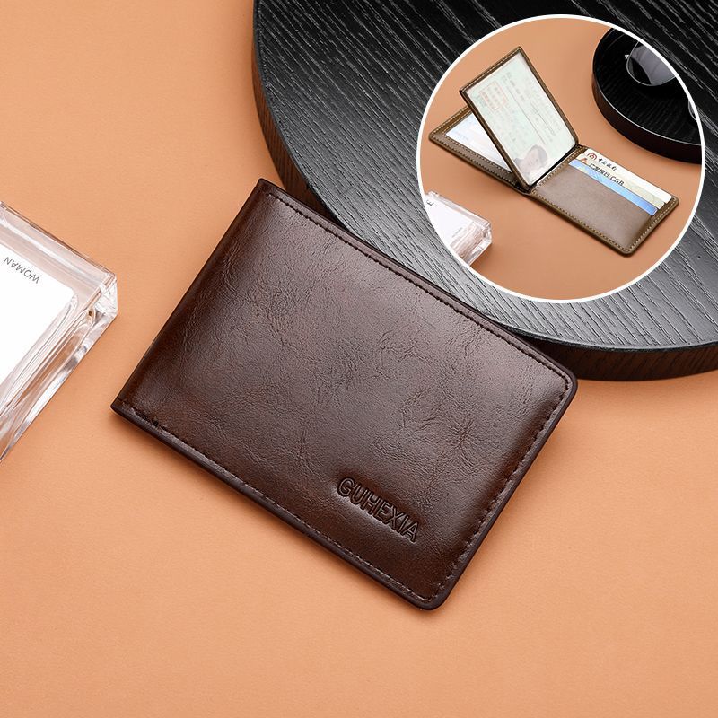 Retro Leather Driving License Leather Case Men's Multi-Functional Certificate Card Holder Motor Vehicle Card Holder Ultra-Thin Driving License Clip