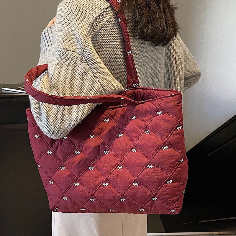 Commuter Tote Women's Idle Style New Single Shoulder Messenger Bag Casual Cotton Jacket Bag Underarm Bag