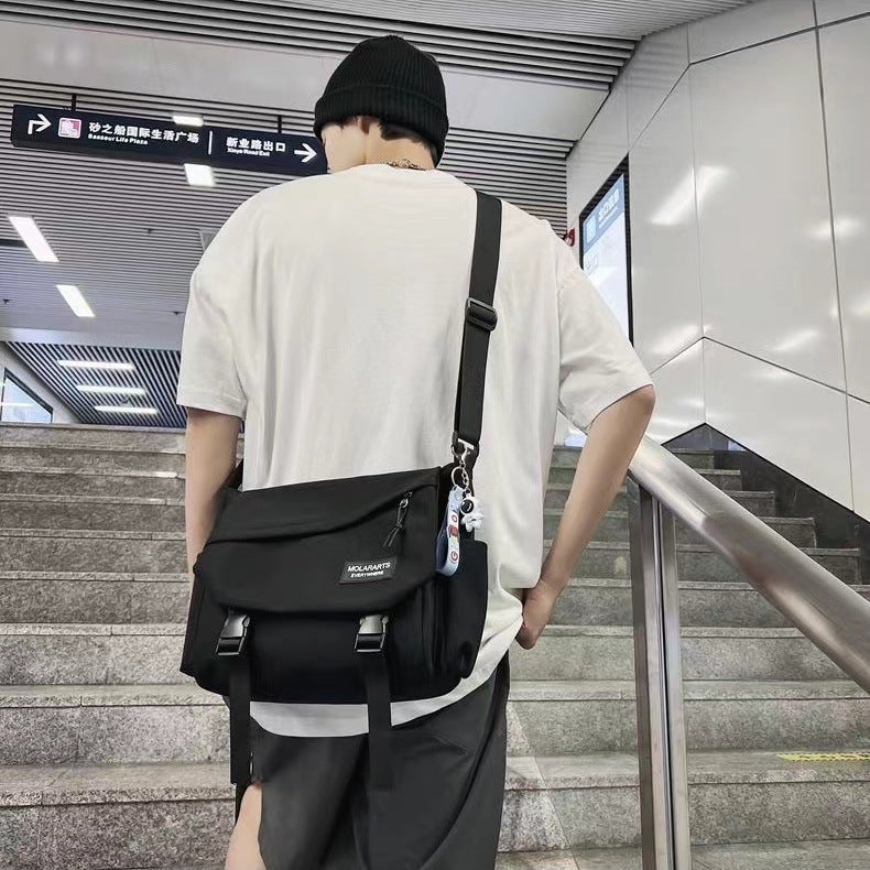 Messenger Bag Male Student Simple Casual Fashion Korean Canvas Single-Shoulder Laptop Backpack Couple Backpack