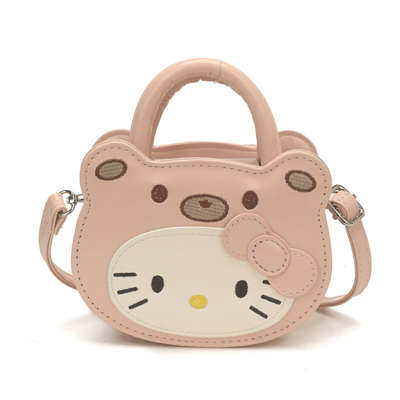 Cute Kitty Face Mini Handbag 2026 New Korean Style Denim Crossbody Bag for Kids and Parents Daily Use