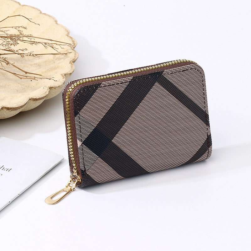 Elegant Women's Card Holder with Multiple Slots, Zipper Wallet, Fashion Letter Print Design for Daily Use