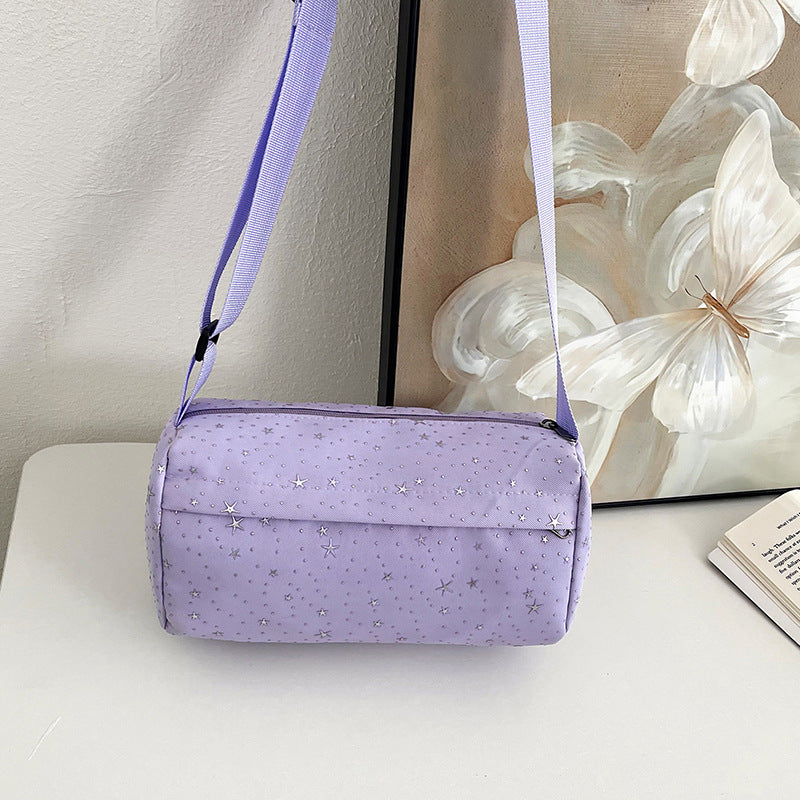 Stylish Star-Print Nylon Crossbody Bag with Zipper Closure and Adjustable Strap for Everyday Use