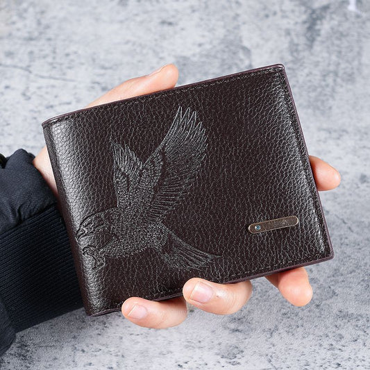 Short Men's Wallet Thin Good-looking Eagle Pattern Student Youth Soft Leather Coin Purse