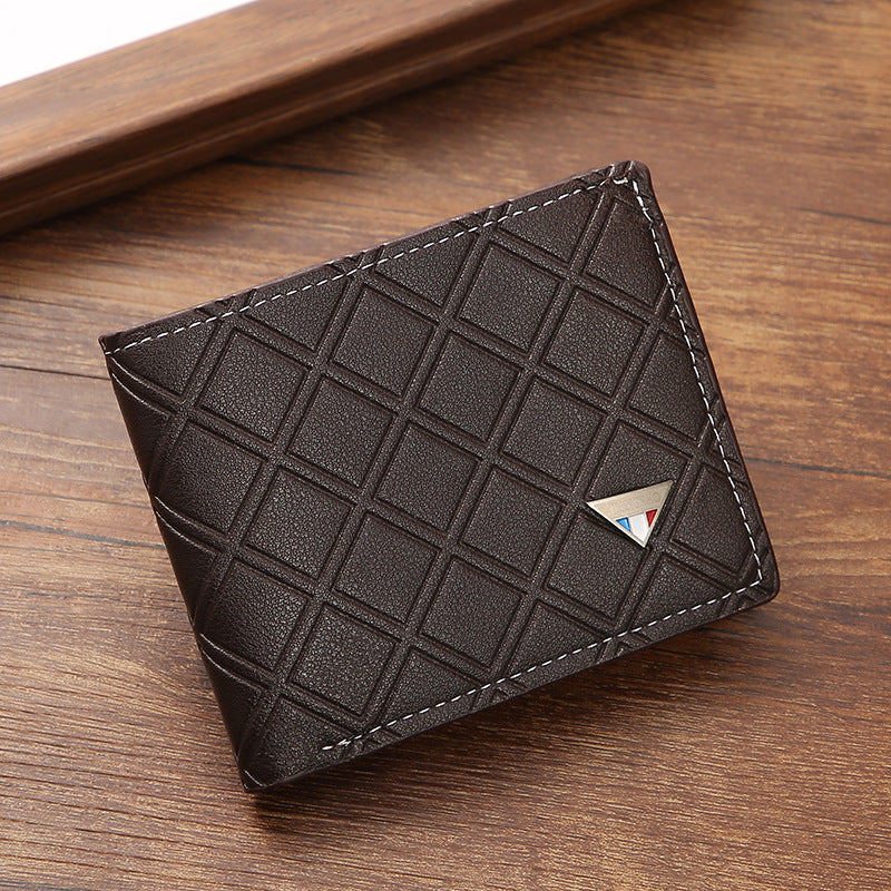 Men's Slim Wallet with Geometric Pattern, Anti-Theft PU Leather Card Holder for Daily Use