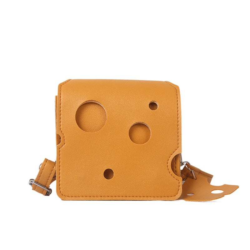 New Cute Mini Hole Cheese Triangle Lipstick Headset Crossbody Change Small Square Bag
