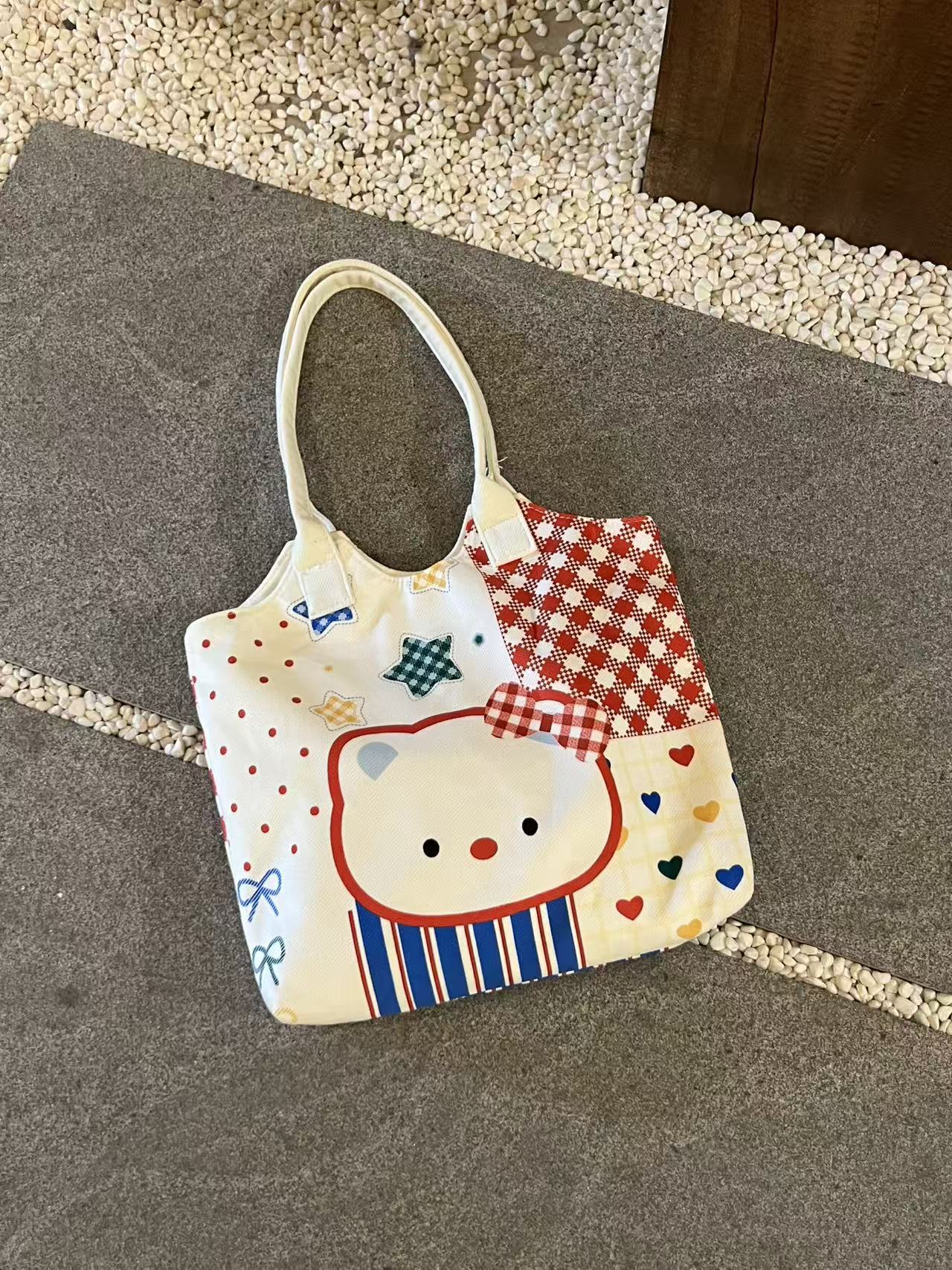 New Bear Good-looking Cute Wild Cartoon Large Capacity Fashion Canvas Bag Shoulder Handbag