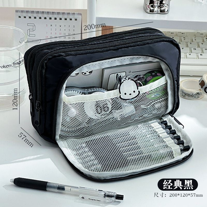New Fashion Multi-layer Stationery Pouch with Front Window, Large Capacity, Cute Design for Students and Girls