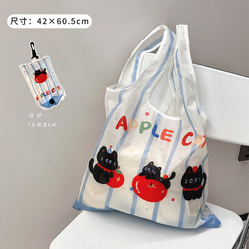 Cartoon Foldable Shopping Bag Portable Portable Large Capacity Supermarket Shopping Eco-friendly Bag Cute Cartoon Tote Bag