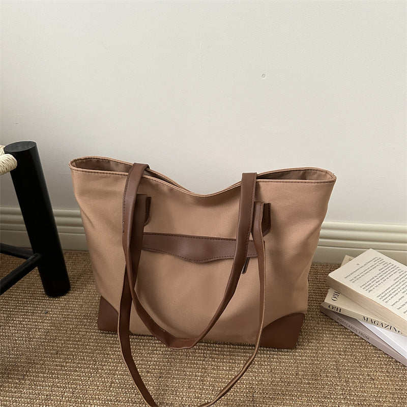 Simple Style Large Capacity Personality Zipper New Temperament Commute Texture Casual Portable Tote Bag for Women