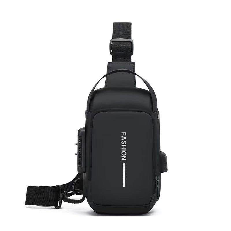 Men's Messenger Bag Waterproof Password Lock Chest Bag Men's Large Capacity Commuter Travel Crossbody Shoulder Bag