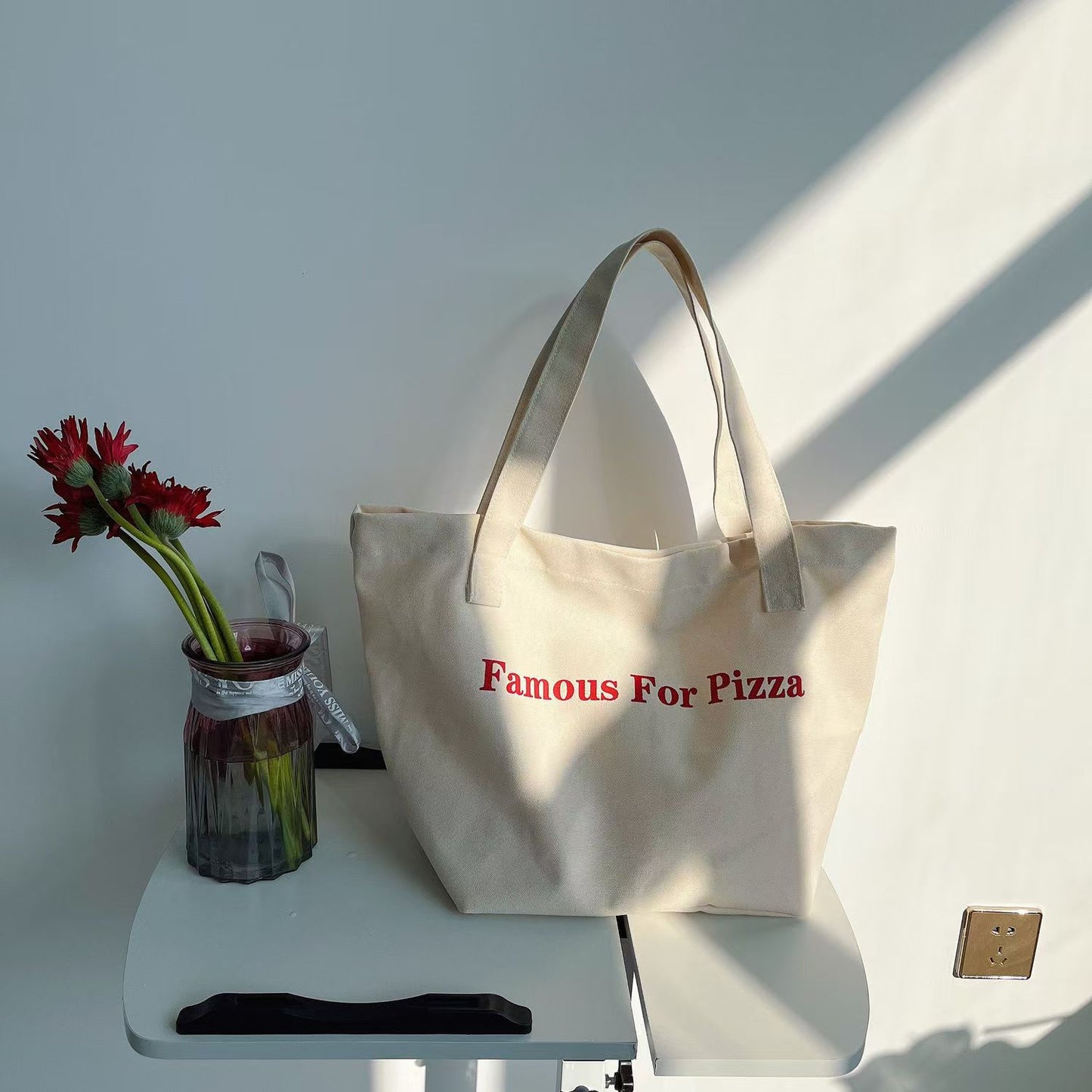 2024 New Casual Letter Print Canvas Tote Bag Large Capacity Shoulder Bag for Students Daily Use
