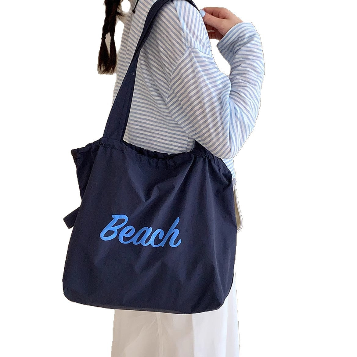 New Nylon Drawstring Tote Bag Printing Design Suitable for Daily Travel Travel Commuting Large Capacity Shoulder Bag