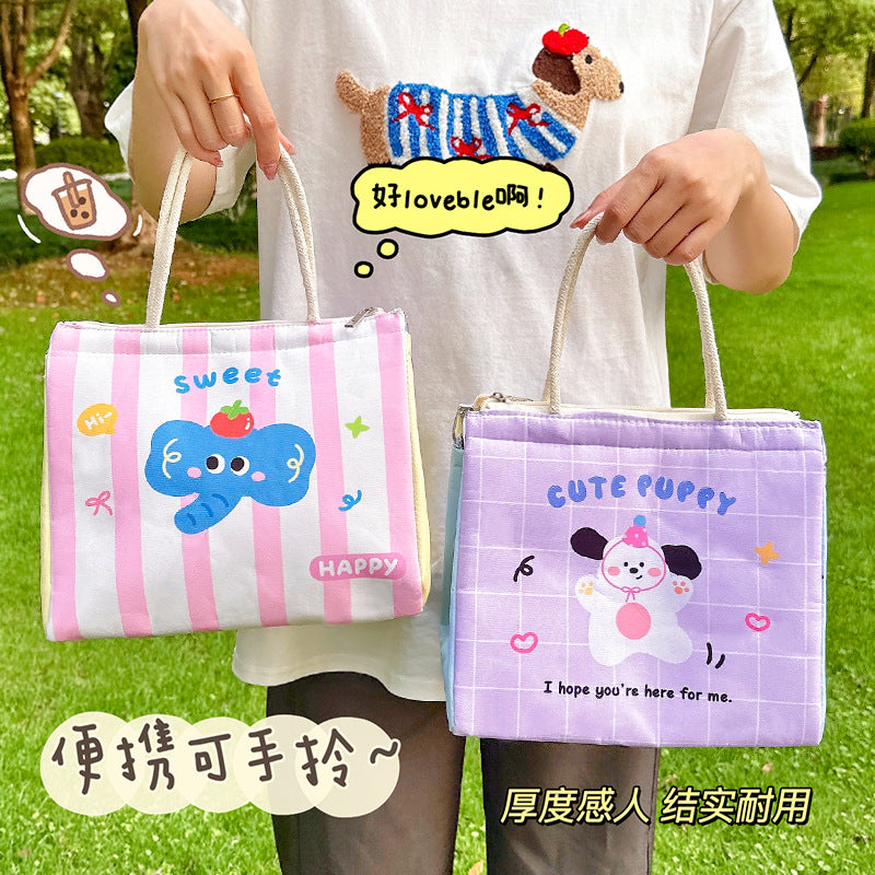 Lunch Box Bag Student Office Worker Thermal Bag Storage Bento Bag Breakfast Cute Tote Rice Bag
