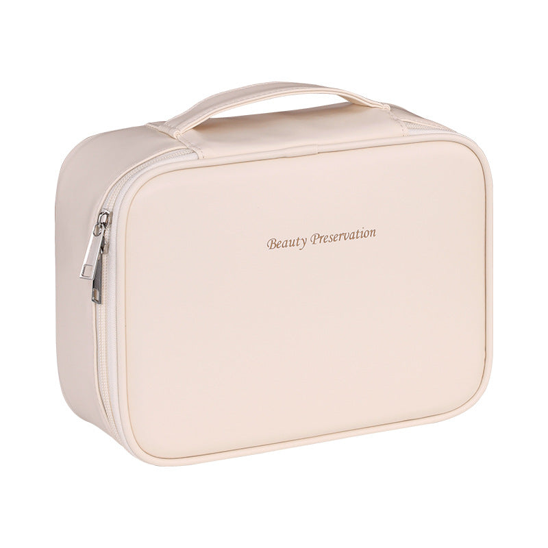Modular Makeup Organizer with Detachable Brush Compartment, Waterproof & Stylish Cosmetic Storage Bag for Daily Use