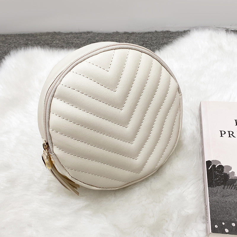 Women's Bag Summer and Autumn New Collection Embroidery Thread Korean Style Personalized Tassel Lady Crossbody Small round Shoulder Bag Fashion