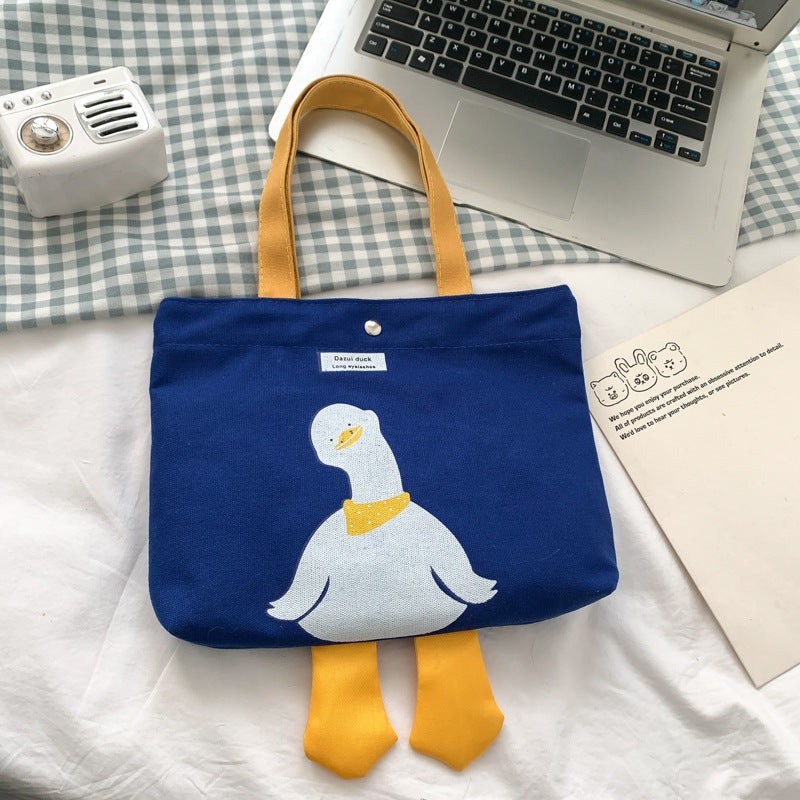 Cute Canvas Tote Bag for Women - Fashionable Small Square Shoulder Bag with Color Block Design and Magnetic Closure