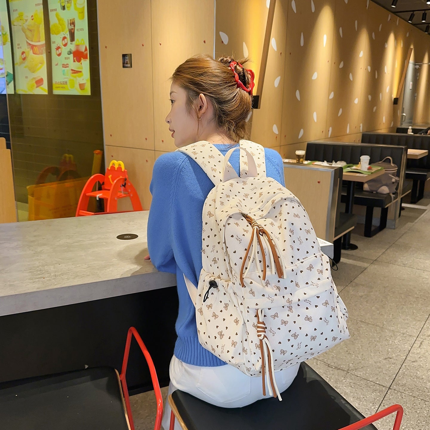 Early High School Student Schoolbag Large Capacity Floral Casual Travel Backpack Small Fresh Simple Backpack