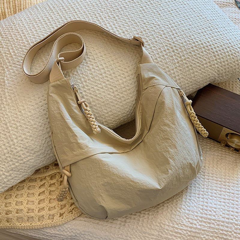 Summer New All-Match Shoulder Bag Travel Messenger Bag Nylon Retro Casual and Lightweight Dumpling Bag