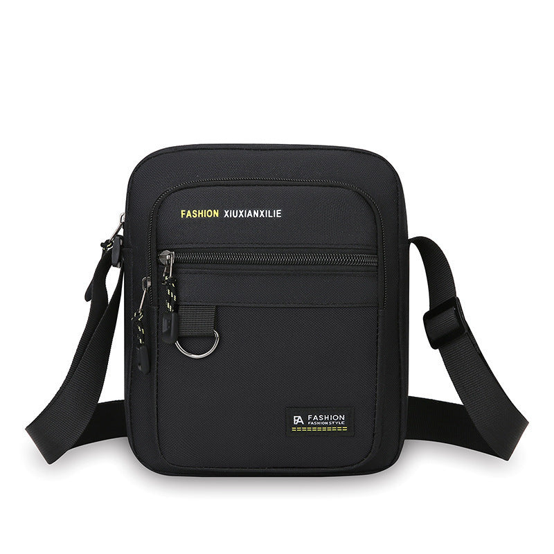 Men's Bag Fashion Casual and Lightweight New Letter Iron Hoop Sports Riding Crossbody Portable Shoulder Square Bag
