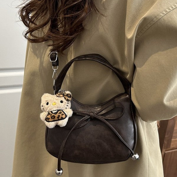 Women's Korean-Style Niche Design Bow Handbag All-Match Commute Crossbody Maillard Bag