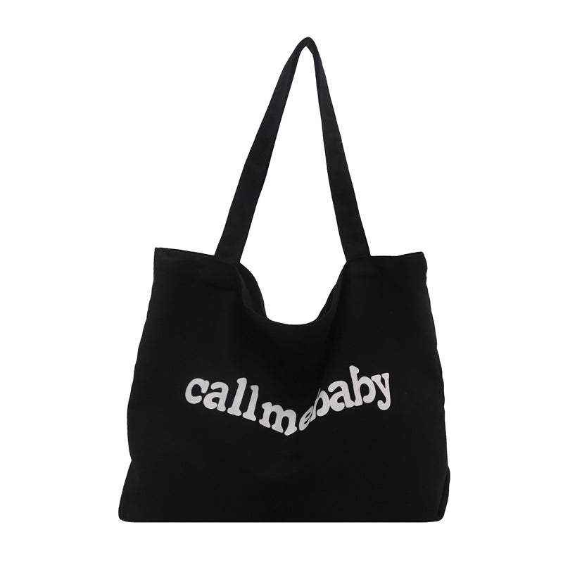 Korean Style Letter Tote Bag Casual Chic Large Capacity Shoulder Bag for Daily Use and Commuting