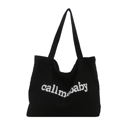 Korean Style Letter Tote Bag Casual Chic Large Capacity Shoulder Bag for Daily Use and Commuting