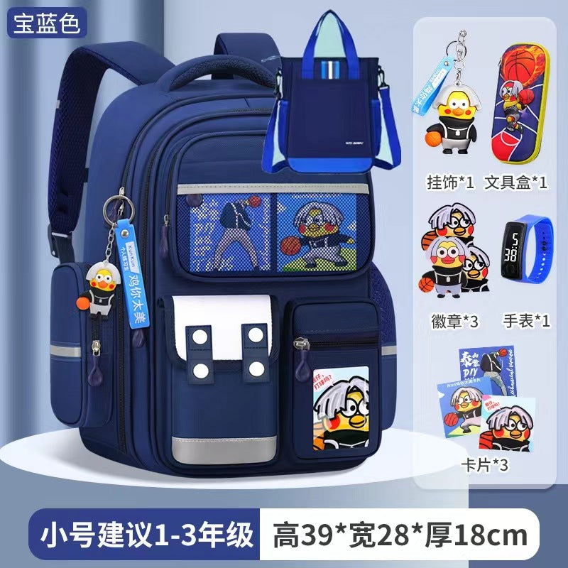 Cartoon Children's Schoolbag Burden-Reducing Spine Protection Large Capacity Breathable Waterproof