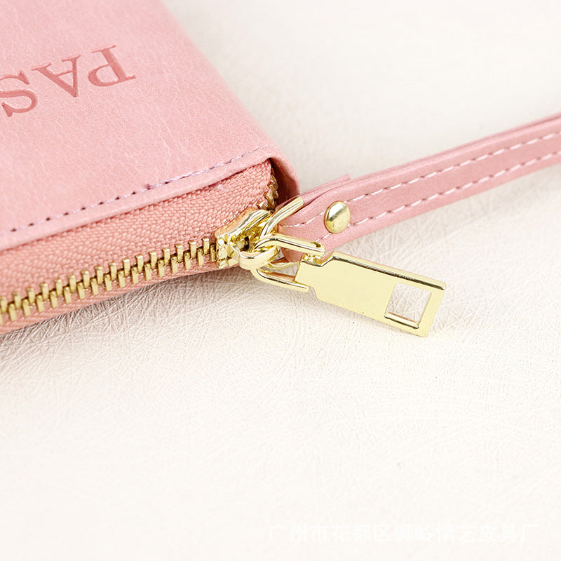 Elegant RFID Travel Wallet with Zipper Design for Passport and Ticket Storage, Anti-Theft & Expandable Organizer