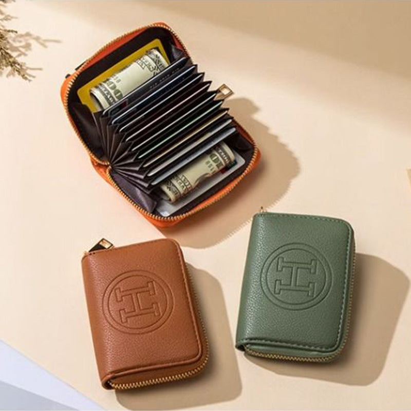 New Exquisite Small Multiple Card Slots Organ Zipper Card Holder Large Capacity Bank Card Document Package