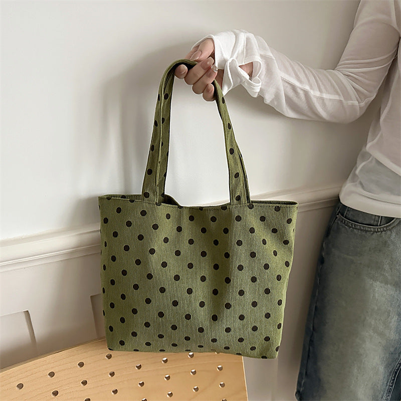 Tote Bag Women's Western Style All-Matching Casual Large Capacity Polka Dot Spring New Lazy Wind Fashion Shoulder Bag