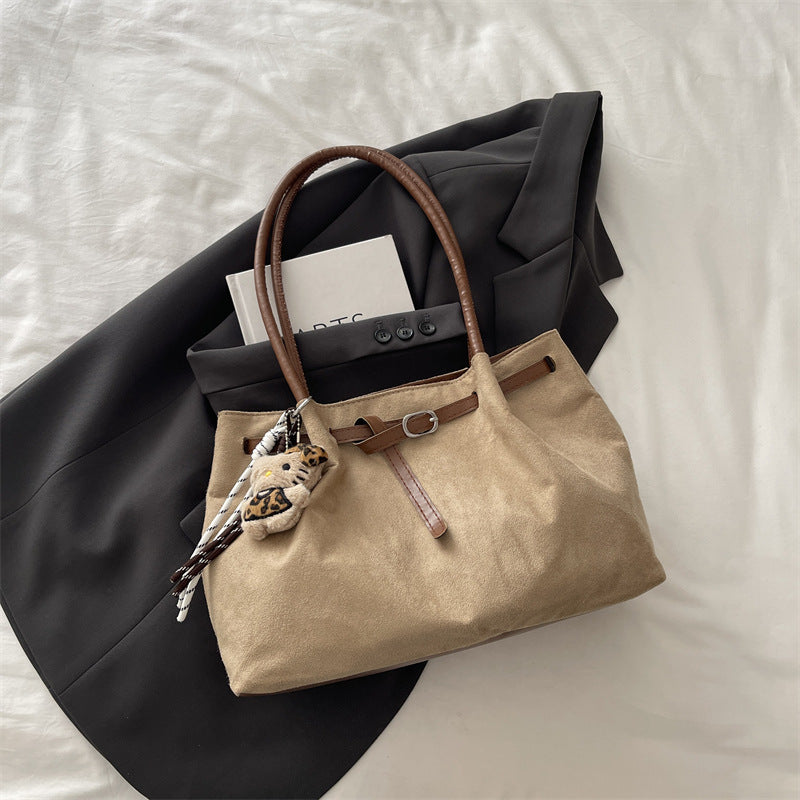Fashionable Casual Large-Capacity Suede Tote Bag New Commuter Super Popular High-Grade Shoulder Bag for Women