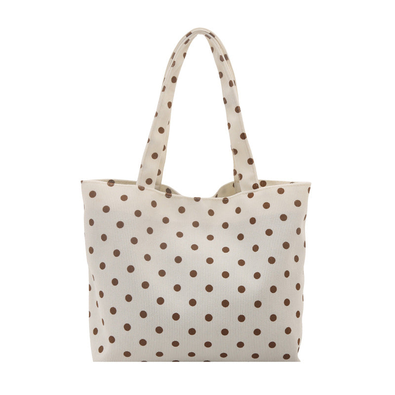 Tote Bag Women's Western Style All-Matching Casual Large Capacity Polka Dot Spring New Lazy Wind Fashion Shoulder Bag