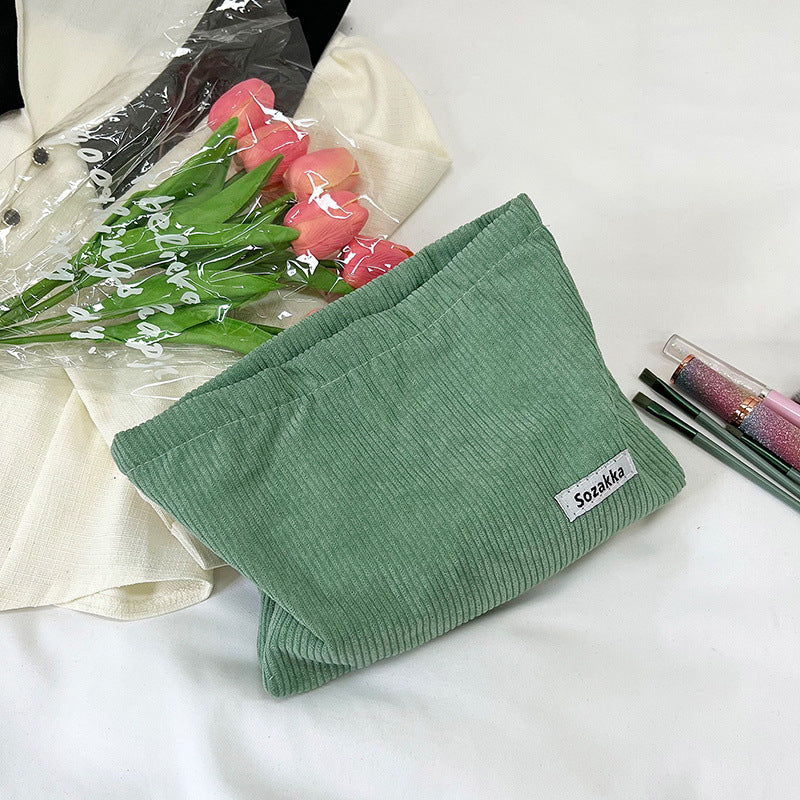 Original Embroidery Women's Canvas Cosmetic Bag Artistic Retro Flowers Print Exquisite Quilting Design Portable Clutch