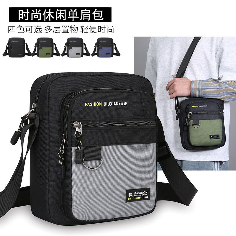 Men's Bag Fashion Casual and Lightweight New Letter Iron Hoop Sports Riding Crossbody Portable Shoulder Square Bag