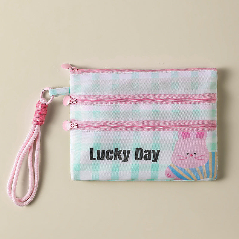 Cute Cartoon Travel Document Women's Storage Bag Multi-Layer Zipper Design Storage Passport Ticket ID Card Portable Portable Small Bag