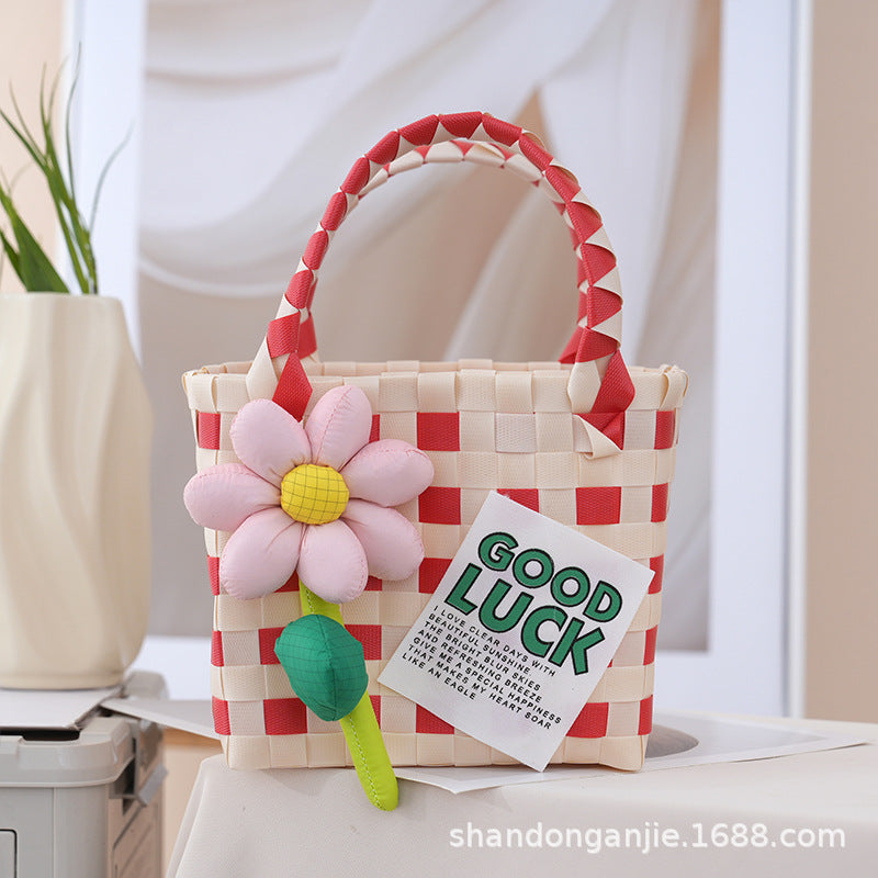 Dopamine Color Gift Bag Large Capacity Portable Vegetable Basket Crossbody Outdoor All-Matching Handbag Fashion