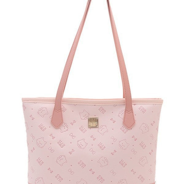 New Cute Fashion Tote Bag Women's Soft Suede Cartoon Pattern Design Everyday Joker Girly Style Handbag