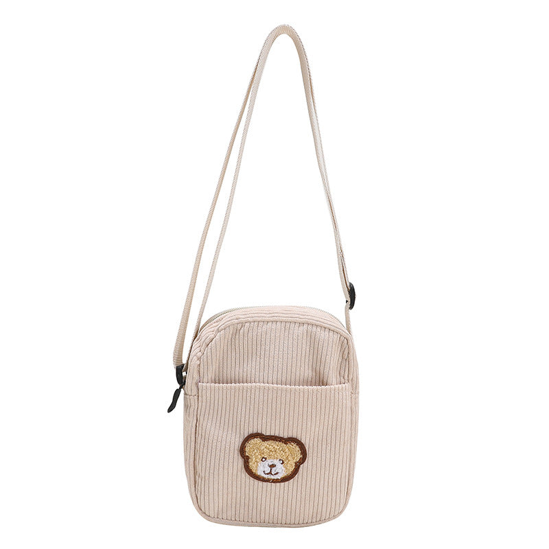 Nylon New Corduroy Small Square Bag Girls' Student Canvas Crossbody Cute Fashion Shoulder Bag