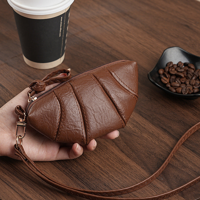 Retro Style PU Leather Women's Mini Messenger Bag Zipper Design Storage Headset Change and Key Everyday Joker Fashion Pouch