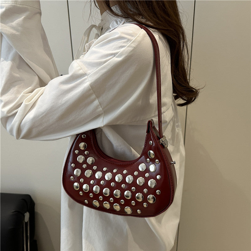 This Year's Popular Bag Summer New Korean Style Fashion Rivet Personality Shoulder Bag Ladies Crossbody Dumpling Bag